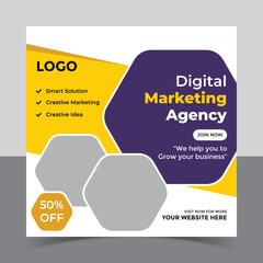 Digital marketing agency social media post template and instagram post banner 