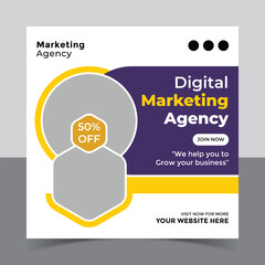 Digital marketing agency social media post template and instagram post banner 