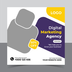 Digital marketing agency social media post template and instagram post banner 