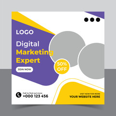 Digital marketing agency social media post template and instagram post banner 
