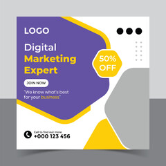 Digital marketing agency social media post template and instagram post banner 