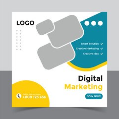 Digital marketing agency social media post template and instagram post banner 