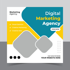 Digital marketing agency social media post template and instagram post banner 