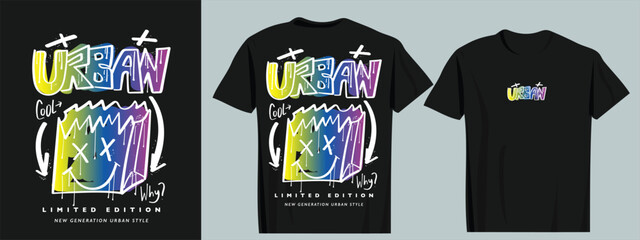 Urban street style graffiti text and drawing. Vector illustration design for fashion graphics, t-shirt print. - obrazy, fototapety, plakaty