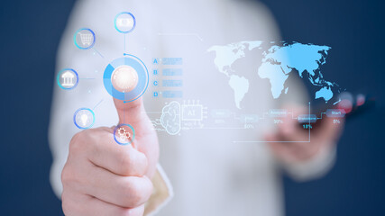 Internet of things. Digital transformation change management, cloud computing, AI technology big data and business process strategy, automate operation, smart industry, customer service management.