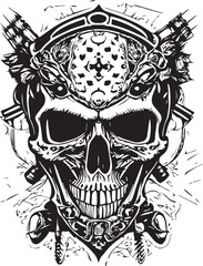 Artwork illustration and t-shirt design skull motorcycle engraving ornament on white background