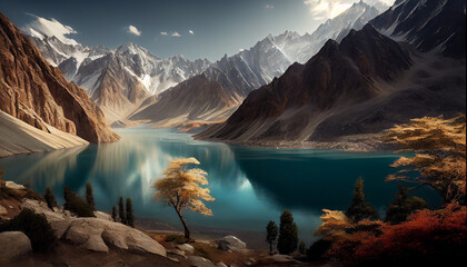 Fototapeta na wymiar Pakistan lake_in the mountains