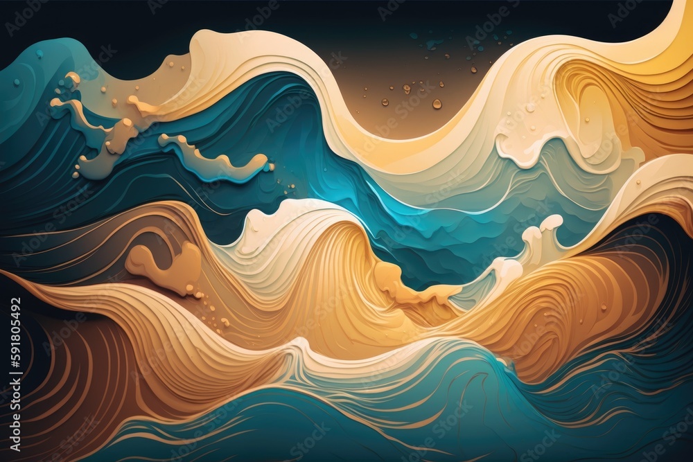 Poster powerful wave crashing in the ocean. generative ai