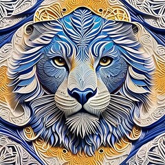 Magnificent Geometrical Vector Illustration Of The King Of The Beasts Lion - Generative AI Art