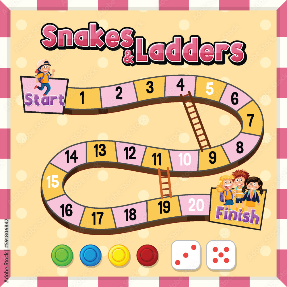 Wall mural snakes and ladders game template - Wall murals