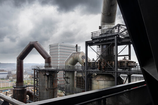 Industrial Belval in Luxembourg with dramatic sky