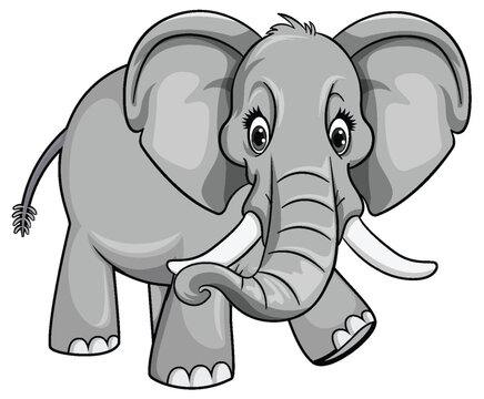Cute Elephant In Cartoon Style