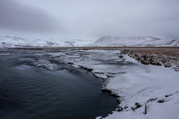 Icy scenery on the southern peninsula in Iceland