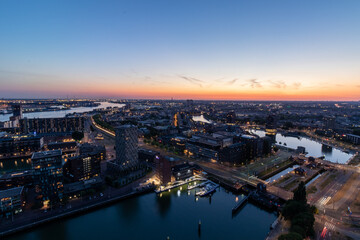 Fototapeta na wymiar Sunset view from the Euromast in Rotterdam