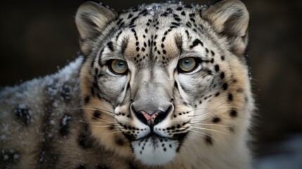 Fototapeta na wymiar Magnificent snow leopard walking through Himalayan mountain range. Generative AI
