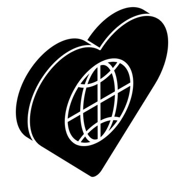 Global love icon, editable vector 