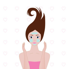 Wellness Woman with Facial Mask Vector Illustration