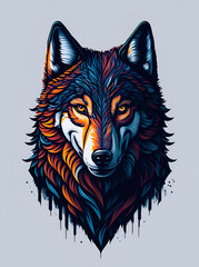 Cartoon Wolf head. AI generated illustration