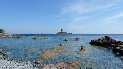 Cap Dramont, Île d'Or, Plage du Débarquement - Cote d'Azur in Frankreich	