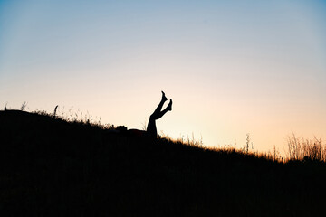 people doing sports in nature, people doing yoga in nature, sunset yoga, sports, running, yoga

