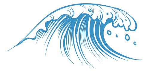 Fototapeta na wymiar Ocean wave. Tsunami in traditional japanese ink style