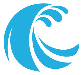 Ocean wave symbol. Abstract blue aqua sign