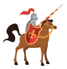 Medieval knight on horse jousting with lance. Fairytale character © YummyBuum