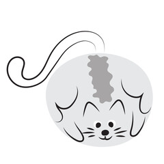 Gray round cat. Stylized character, clip art, logo, design