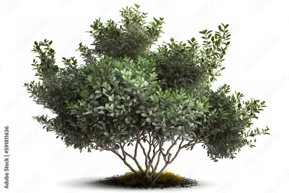 Aufkleber isolated white backdrop with a bush or shrub generative ai