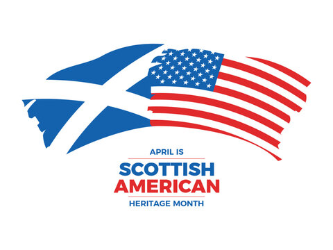 April is Scottish American Heritage Month vector illustration. Scottish and American grunge flag icon vector isolated on a white background. Paintbrush flag of Scotland design element