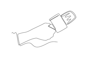 Continuous one line drawing news microphone. News anchor concept. Single line draw design vector graphic illustration.