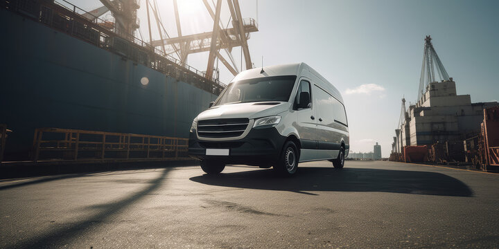 Cargo van, logistic delivery minivan illustration, transportation concept, generative, ai