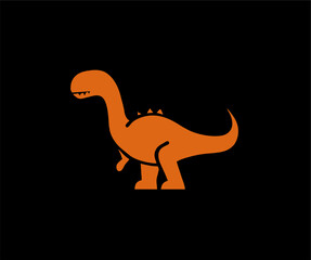 dinosaur animal cartoon icon minimalistic illustration design with orange silhouette style
