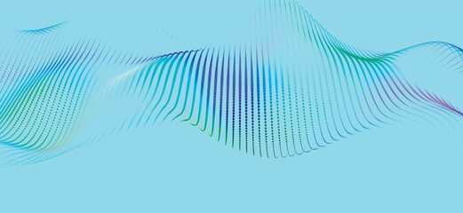 Abstract digital wave of particles. Futuristic point wave. Technology background vector. 3D rendering.