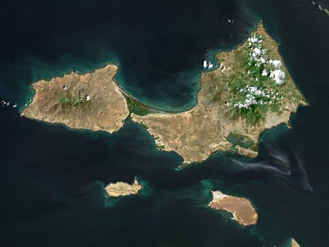 Nueva Esparta, Venezuela. Low-res satellite. No legend