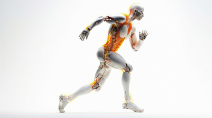 AI robot running in a race on white background © Aloshin Evgeniy