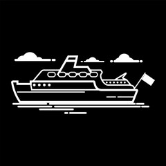 Obraz premium ship in the ocean, icon and logo