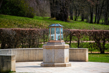 Cold mineral water spring Ferdinand - spring in the park of great spa town Marianske Lazne...