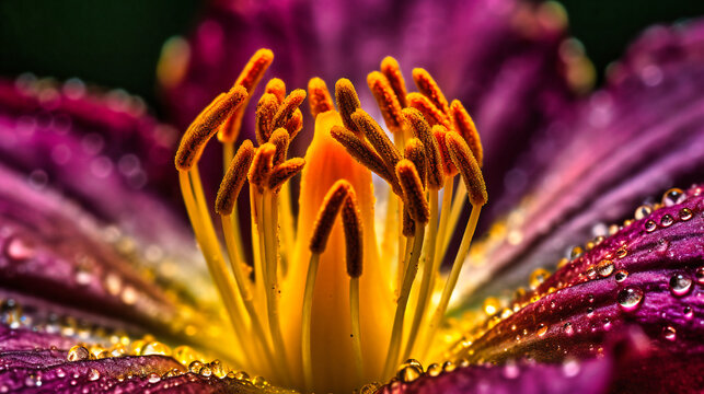 A captivating close-up image of a flower's stamen, emphasizing their delicate structure and graceful movement