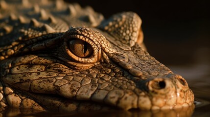 Close-up of a crocodile's head in the river. Generative AI