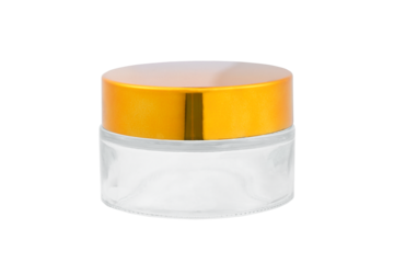 Blank packaging clear cosmetic cream pot or glass jar isolated on white background with clipping path ready for product design. Full Depth of field. Focus stacking