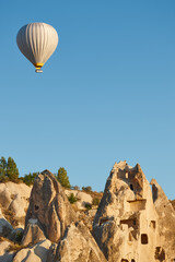 Fototapeta na wymiar Balloon in love valley, Cappadocia. Flights in Goreme. Turkey