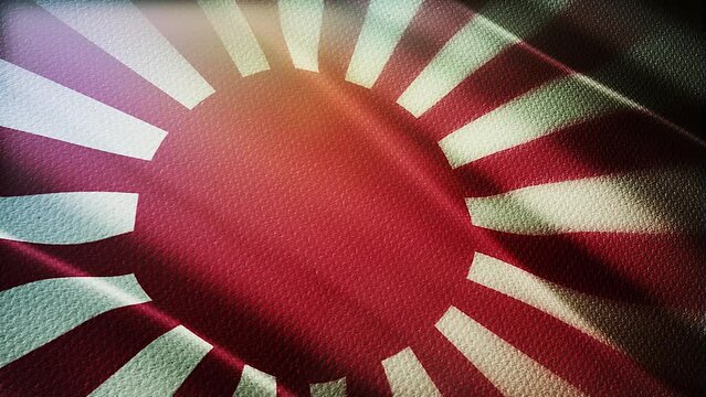 3D animation of The National flag of Rising Sun Flag waving in the wind, seamless loop