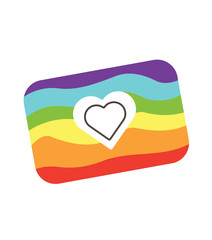 Concept Pride LGBT heart. This flat concept illustration features a vector of a heart surrounded by colors of the pride LGBT flag, set against a clean white background. Vector illustration.