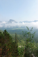 The view of Hallstaetter lake from the trekking route to Hoher Sarstein mountain, Upper Austria region