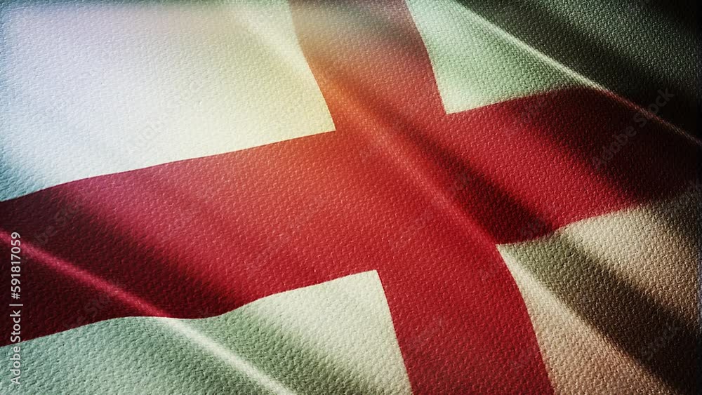 Poster 3d animation of the national flag of england waving in the wind, flag seamless loop animation