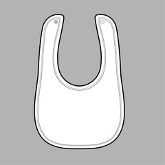 Baby bib, CAD, fashion flat template. Fashion technical illustration for garment production unit.