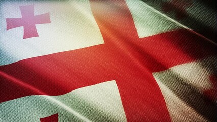 3D animation of The National flag of Georgia waving in the wind, flag seamless loop animation