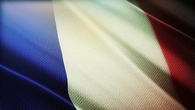 3D animation of The National flag of France waving in the wind, flag seamless loop animation