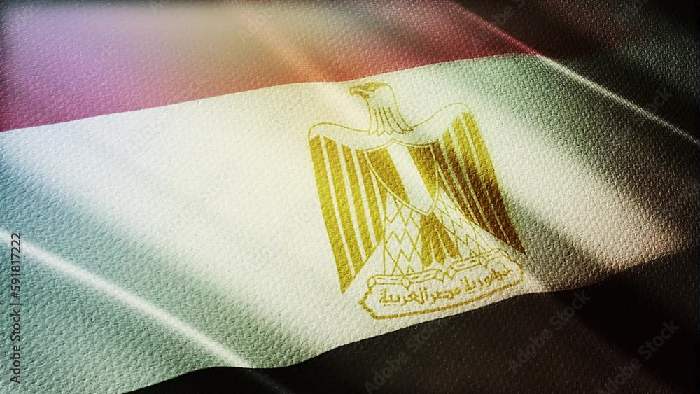 Poster 3d animation of the national flag of egypt waving in the wind., flag seamless loop animation